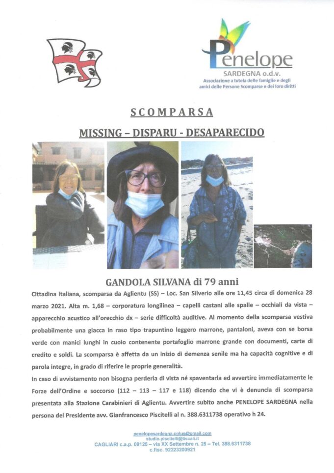Donna scomparsa da Aglientu, nuovo sos della figlia: “Aiutatemi a trovare mia madre”