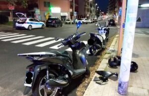 Cagliari, cadono rovinosamente in scooter: un ferito