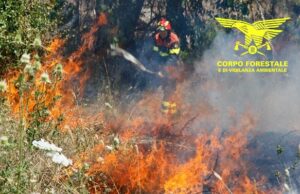 Vasto incendio a Golfo Aranci: interviene un elicottero