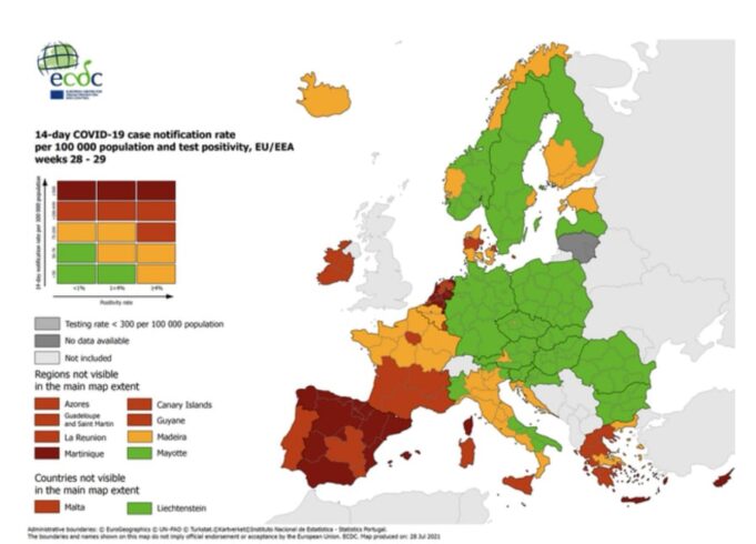 Covid: Sardegna e Sicilia tornano rosse nelle mappe Ue