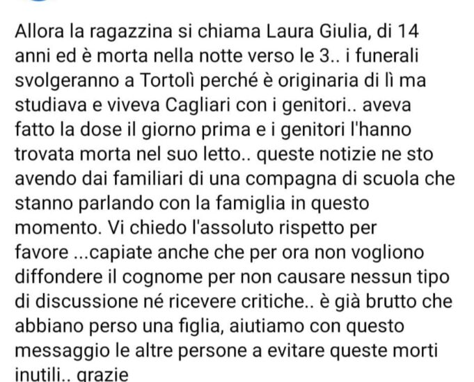 “E’ morta una ragazza per il vaccino, l’hub chiude” | Ma è una fake news
