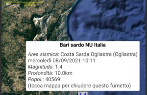 L’isola continua a tremare: nuovo piccolo terremoto a Bari Sardo
