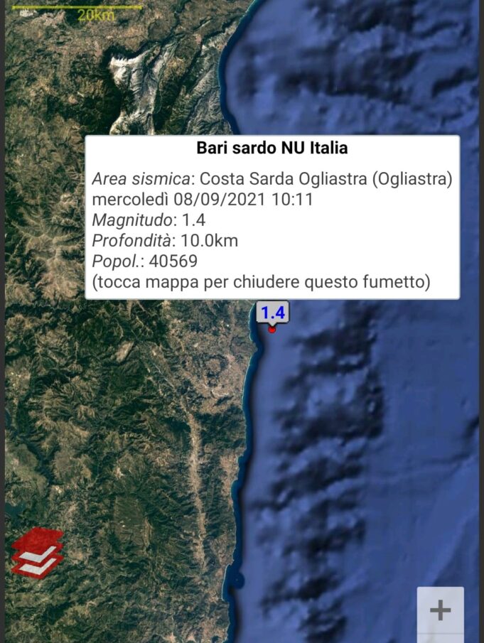 L’isola continua a tremare: nuovo piccolo terremoto a Bari Sardo