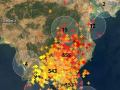 Sulcitana sotto la tempesta: oltre 1300 fulmini in due ore