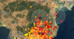 Sulcitana sotto la tempesta: oltre 1300 fulmini in due ore