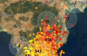Sulcitana sotto la tempesta: oltre 1300 fulmini in due ore