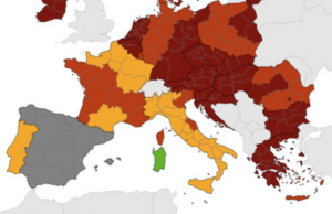 Mappa dei contagi, la Sardegna è l’unica regione verde in Europa