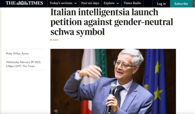 Petizione contro lo schwa, ne parlano anche Telegraph e Times
