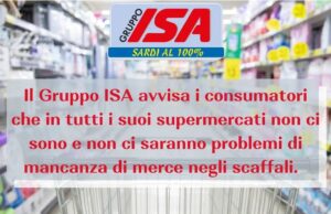 Non ci sarà alcun problema nei supermercati: il gruppo sardo rassicura i clienti