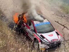 Rally Italia Sardegna, auto in fiamme: la gara si ferma