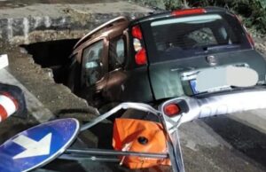 Panico a Marina di Sorso: conducente finisce dentro una voragine