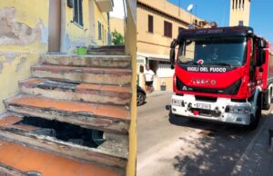 Paura nell’ex borgo Sant’Elia, cede una scala d’ingresso: cittadini infuriati