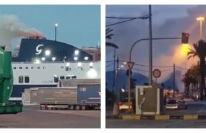 Fumo dalla Grimaldi a Cagliari: il traghetto torna al porto