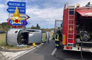 Auto si ribalta sulla 130: 53enne in codice rosso al Brotzu