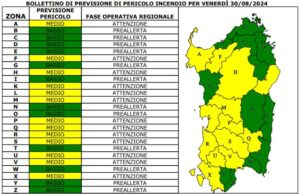 Domani codice giallo per rischio incendio nel cagliaritano