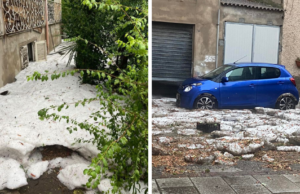 Oschiri, fiume di ghiaccio invade le strade: grandinata record