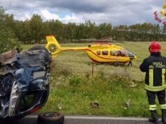 Paura a Domusnovas, auto si ribalta: conducente gravemente ferita