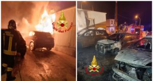 Siniscola, incendio nella notte: fiamme in un’autocarrozzeria, mezzi distrutti