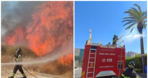 Cagliari, incendio tra via Peretti e via Jenner: sterpaglie in fiamme vicino al Brotzu