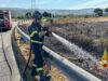 Terralba, incendio vicino alla 131: in fiamme sterpaglie e balle di fieno