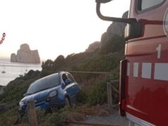 Grande spavento alla spiaggia di Masua: auto scivola in una scarpata