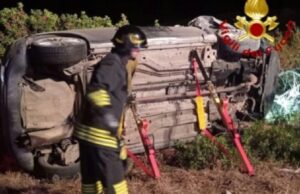 Cuglieri, brutto incidente nella notte a S’Archittu: auto ribaltata
