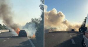 Paura lungo la Sassari-Alghero, auto avvolta dalle fiamme nella 292