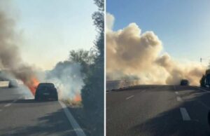 Paura lungo la Sassari-Alghero, auto avvolta dalle fiamme nella 292