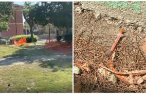Cagliari, siringhe e degrado al parco giochi di via Talete: “Una discarica”