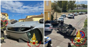 Olbia, sbatte contro delle auto in sosta e si cappotta: un ferito in ospedale