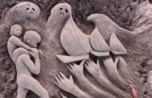 Platamona, nuova opera di sabbia per i bambini esuli di Gaza