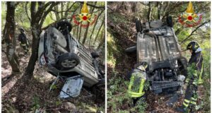 Paura sulla Sp 31 Sorgono-Austis: auto fuori strada si ribalta finendo in un terreno