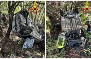 Paura sulla Sp 31 Sorgono-Austis: auto fuori strada si ribalta finendo in un terreno