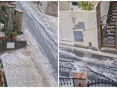 Villasimius, la grandine imbianca le strade | Video
