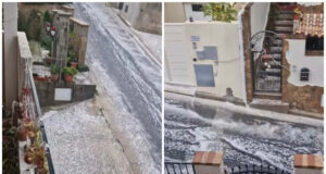 Villasimius, la grandine imbianca le strade | Video