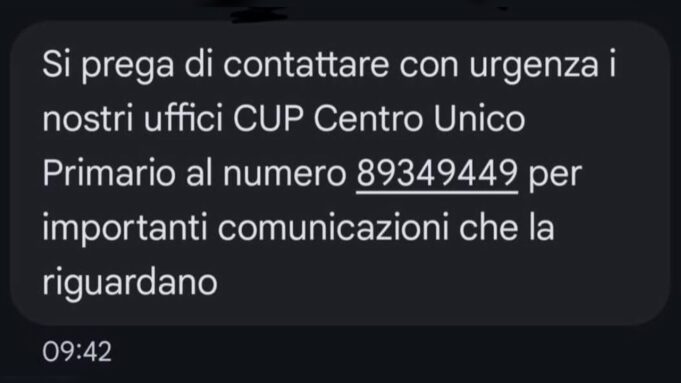 Falsi messaggi dal finto Cup: ecco la truffa che sta girando via Sms