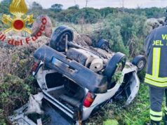 Aidomaggiore, auto ribaltata su strada rurale: un ferito in ospedale