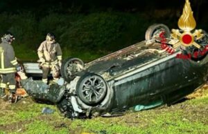 Sarroch, incidente e auto ribaltata sulla 195 bis: un ferito