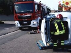 Uta, auto si ribalta: grosso spavento in via Torino