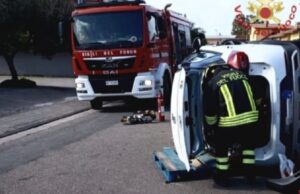 Uta, auto si ribalta: grosso spavento in via Torino