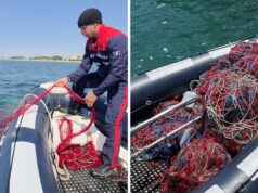 Quartu, rimossi tre chilometri di reti da pesca abusive al Margine Rosso