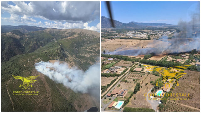 Incendi a Desulo e Carbonia