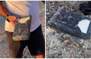 Calasetta, Tessa Gelisio trova un pacco sospetto sulla spiaggia: “Cocaina?”